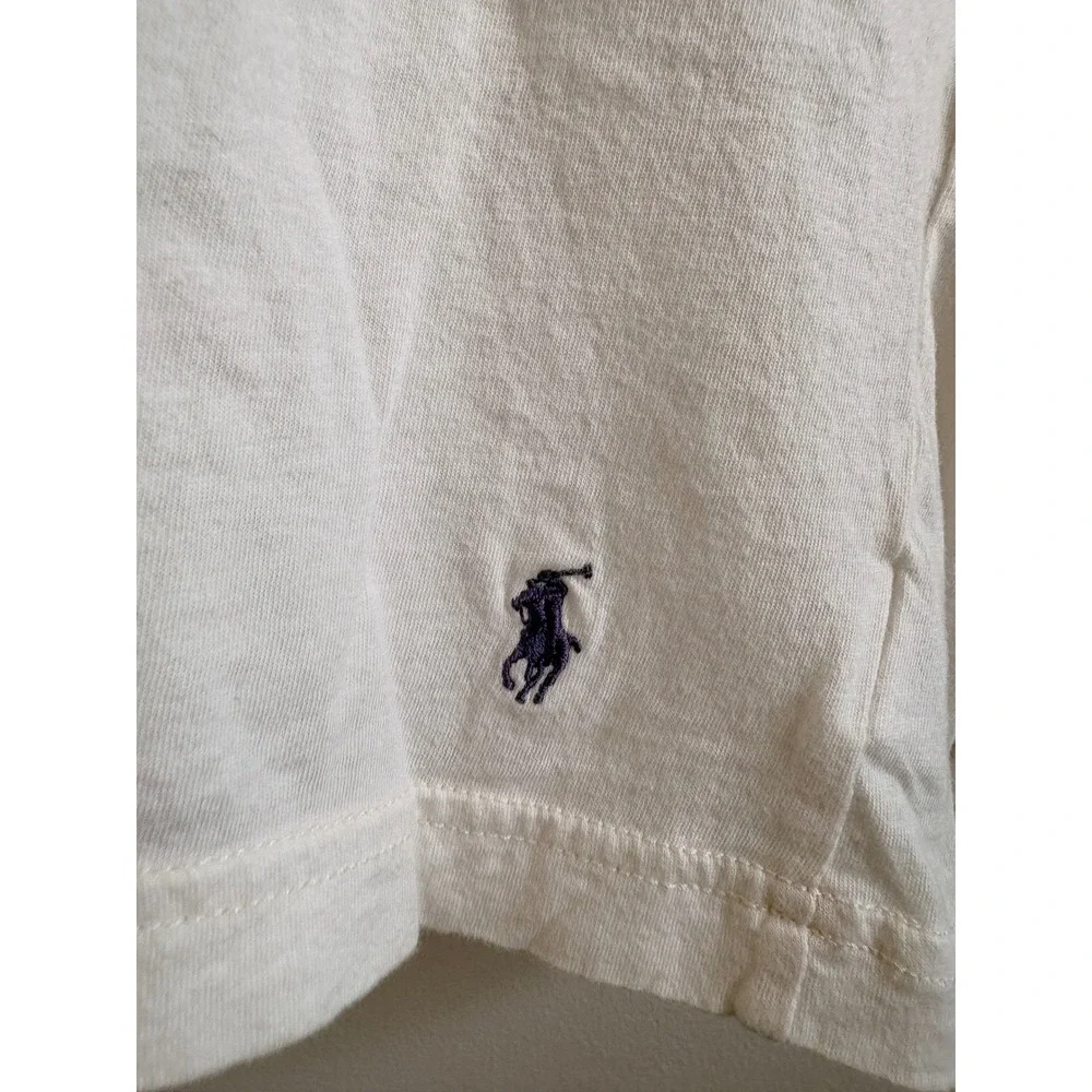 Polo Ralph Lauren Mens 2XL Cream Long Sleeve Sleep Shirt Cotton Lounge Tee‎ Logo